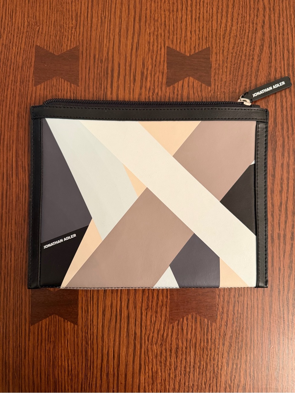 Jonathan Adler Geometric Leather Zip Pouch